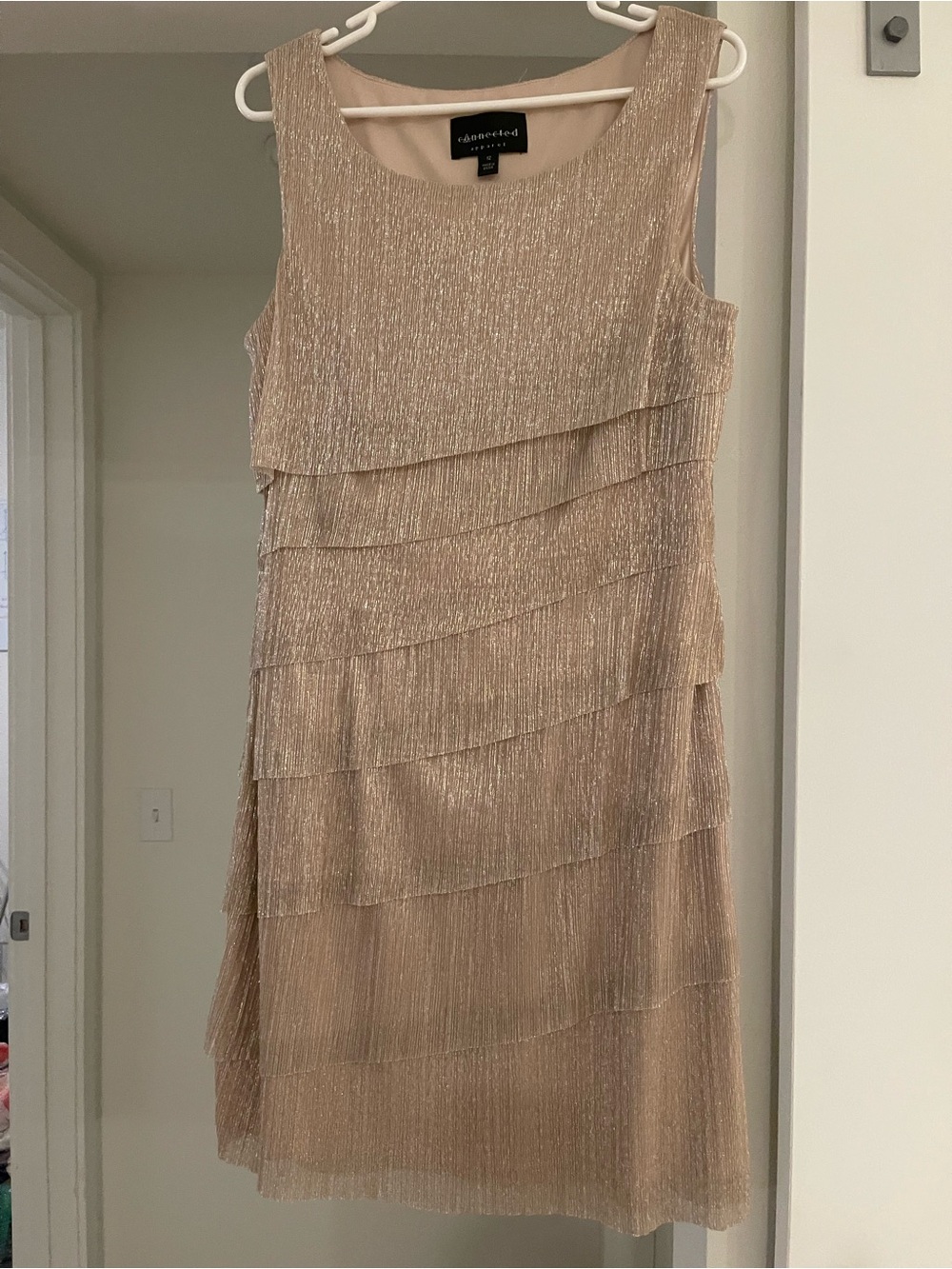 connected apparel Gold-Tone Layered Midi Dress